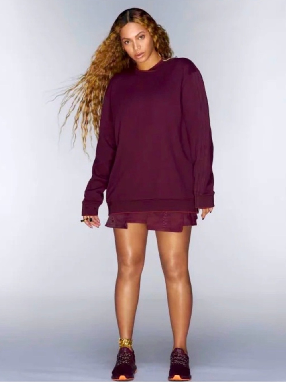adidas Ivy Park Sweatshirt Wom-SMALL Oversized Beyonce Pullover Maroon/Red